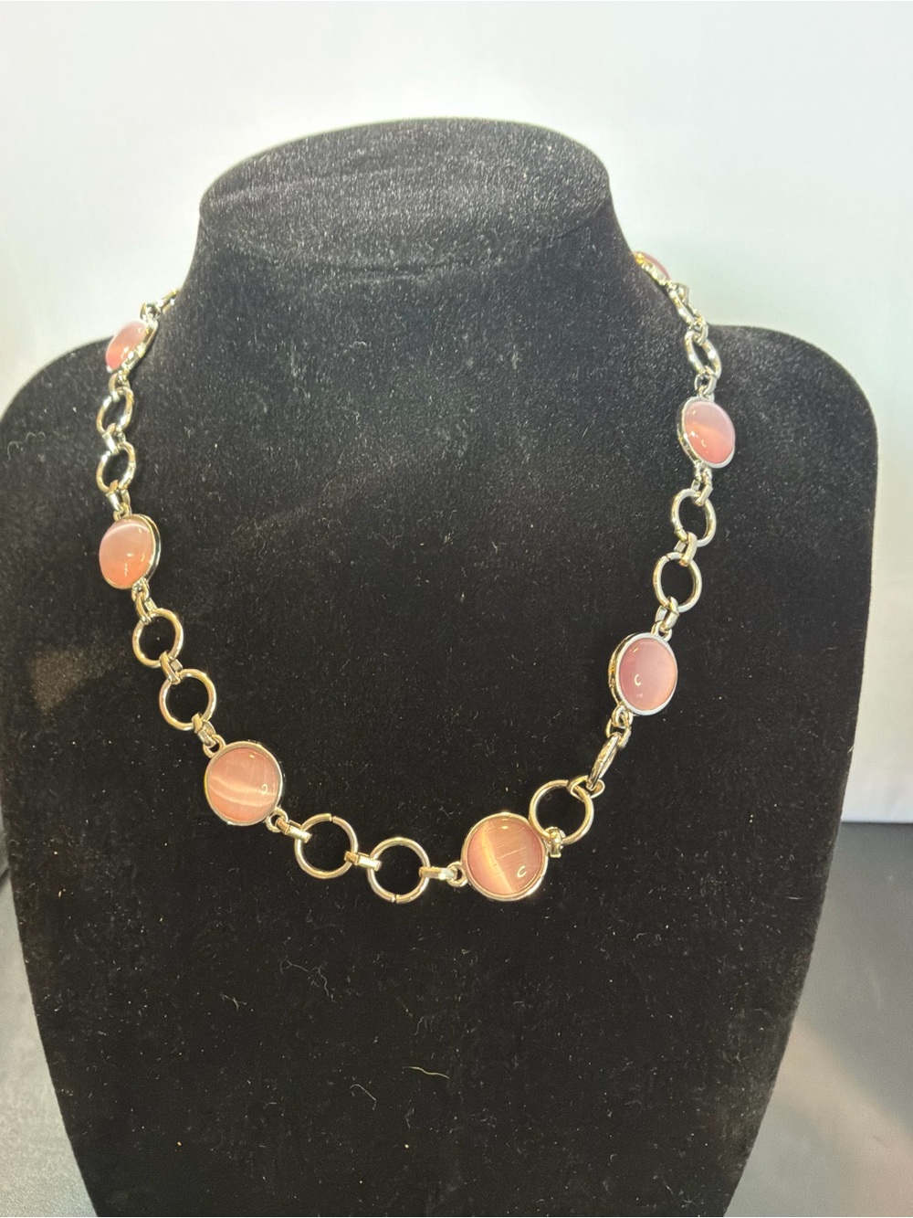 Pink Cat's Eye Link Necklace - Women Jewelry